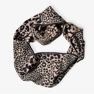 NWT Michael Kors Infinity Loop Leopard Cheetah Print Black/Camel scarf MSRP $58